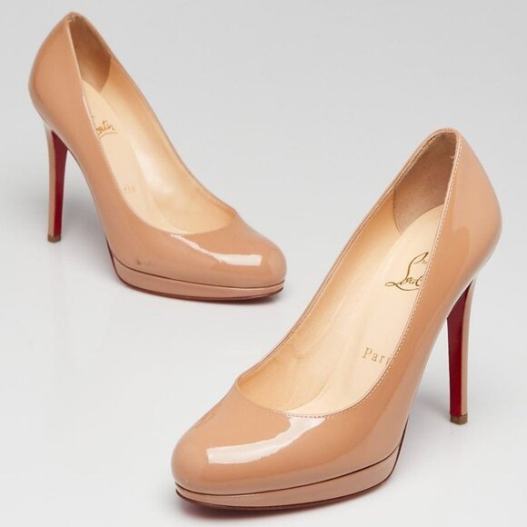 Christian Louboutin Beige Patent Leather Simple 100 Pumps Size 5/35.5 - Picture 1 of 6